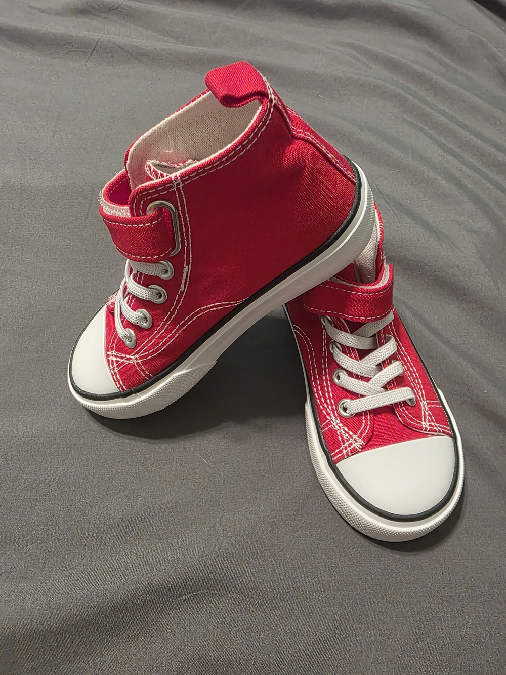 Kids Red Canvas High Top Sneakers Shoes Size 10